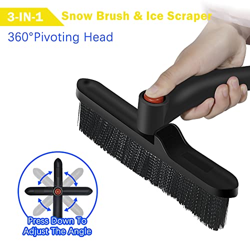 HANCHS 34" Ice Scraper with Snow Brush for Car Windshield, Extendable Snow Brush, Detachable Snow Removal Tool with Foam Handle, Suitable for Car Truck SUV