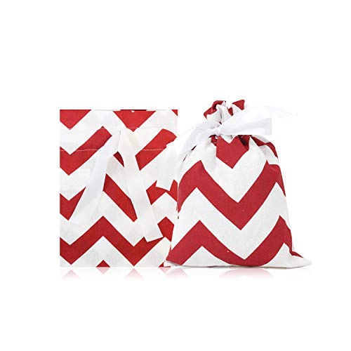 JOYIN 6 PCS Christmas Fabric Gift Bags for Party Favors, Holiday Gift Giving, Goody Bags, Holiday Presents Décor, Giant Gifts Decorations (red)