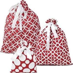 JOYIN 6 PCS Christmas Fabric Gift Bags for Party Favors, Holiday Gift Giving, Goody Bags, Holiday Presents Décor, Giant Gifts Decorations (red)