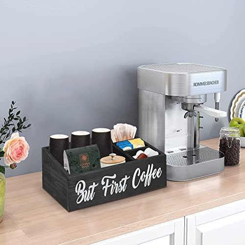 Coffee Station Organizer for Countertop, Coffee Bar Accessories Organizer, Coffee Bar Decor, Coffee Pods Holder Storage Basket for Coffee Capsule Pods, Sugar, Paper Cups, Office Coffee Station