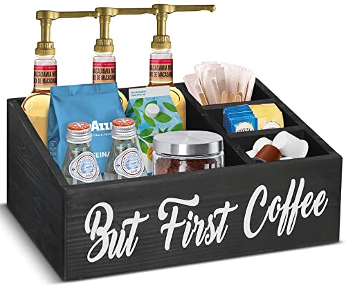 Coffee Station Organizer for Countertop, Coffee Bar Accessories Organizer, Coffee Bar Decor, Coffee Pods Holder Storage Basket for Coffee Capsule Pods, Sugar, Paper Cups, Office Coffee Station