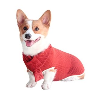 NACOCO Dog Sweaters with Bib Knitted Pet Cat Sweater Warm Dog Sweatshirt Dog Winter Clothes Kitten Puppy Sweater Vintage Twist pet Sweater for Bib Corgi Teddy Golden Retriever