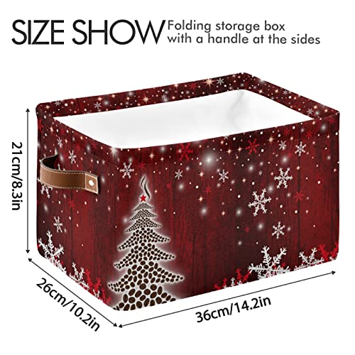 WIHVE Storage Basket Christmas Tree Snowflake Decorative Basket Rectangular Storage Bin Organizer Basket with Handles