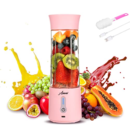 Portable Blender for Shakes and Smoothies, USB Rechargeable Personal Blender, Mini Blender with a 17.6oz Capacity, Strong Stainless-Steel Blades, and Powerful Motor, For Travel, Camping, Gym (Pink)