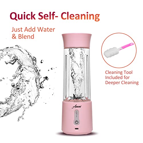 Portable Blender for Shakes and Smoothies, USB Rechargeable Personal Blender, Mini Blender with a 17.6oz Capacity, Strong Stainless-Steel Blades, and Powerful Motor, For Travel, Camping, Gym (Pink)