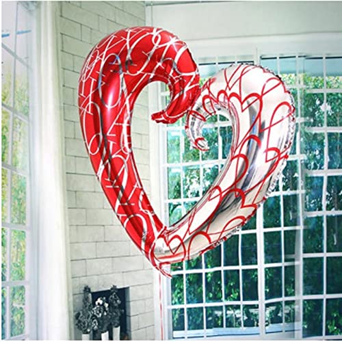 BinaryABC Hook Heart Foil Balloons,Large Red Heart Balloons,Valentines Day Wedding Decorations Supplies,2Pcs
