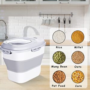 Dog Food Storage Container Pet Cereal Cat with Lids Locking Bowl Plastic Airtight Large Flour Sugar Kitchen Rice leakproof Pantry Collapsible White Bird Seed Wheels Sealable Dry 23 Qt/30 Pound Lb/25L