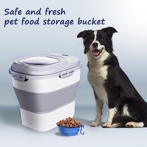 Dog Food Storage Container Pet Cereal Cat with Lids Locking Bowl Plastic Airtight Large Flour Sugar Kitchen Rice leakproof Pantry Collapsible White Bird Seed Wheels Sealable Dry 23 Qt/30 Pound Lb/25L