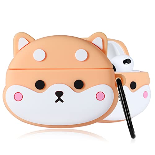 Mulafnxal for Airpods 3 3rd Generation Case Cute 3D Lovely Unique Cartoon for Airpod 3 Silicone Cover Fun Funny Cool Design Fashion Cases for Boys Girls Kids Teen for Air pods 3 (2021) (Shiba Inu)