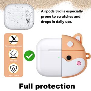 Mulafnxal for Airpods 3 3rd Generation Case Cute 3D Lovely Unique Cartoon for Airpod 3 Silicone Cover Fun Funny Cool Design Fashion Cases for Boys Girls Kids Teen for Air pods 3 (2021) (Shiba Inu)