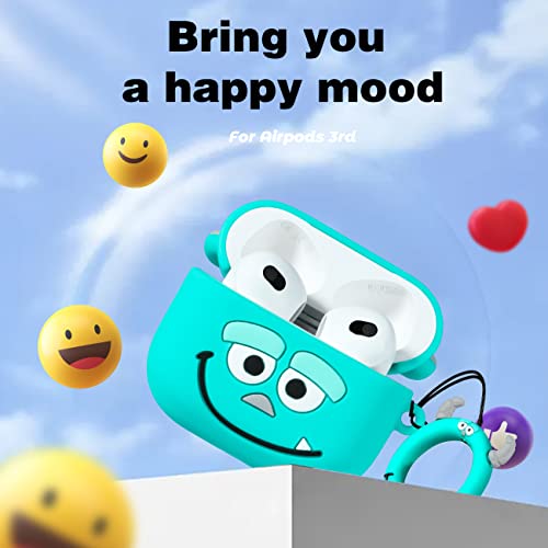 Mulafnxal for Airpods 3 3rd Generation Case Cute 3D Lovely Unique Cartoon for Airpod 3 Silicone Cover Fun Funny Cool Design Cases for Boys Girls Kids Teen for Air pods 3 (2021) (Blue Monster)