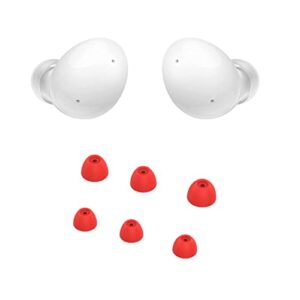 ear tips for samsung galaxy buds 2 true wireless earbuds noise cancelling 6pcs silicone ear buds anti-slip replacement, fit in the charging case (red)