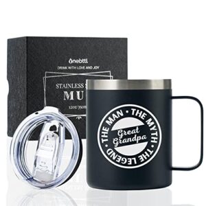 onebttl great grandpa gifts coffee mug, great grandfather presents for christmas birthday father's day, stainless steel cup with lid, 12oz/350ml - man myth legend