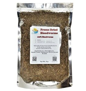 aquatic foods 5oz bloodworms, freeze dried fresh grade a floating bloodworms for all tropical fish, bettas, discus, cichlids, community turtles, carnivore carnivorous plants. bag