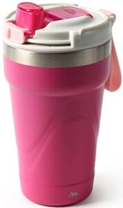 arctic zone 16oz vacuum insulated triple-layer stainless steel super chug tumbler travel bottle, pink