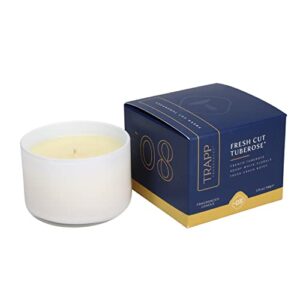 trapp - no. 8 fresh cut tuberose - 3.75 oz. small poured candle - aromatic home fragrance with floral scent of french tuberose, heady white florals, & fresh green notes notes - soy wax blend