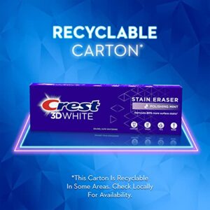 Crest 3D White Stain Eraser Teeth Whitening Toothpaste, Polishing Mint, 3.1 oz, Pack of 2