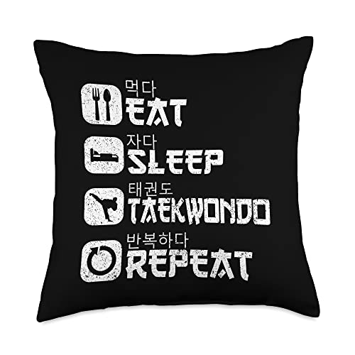 Taekwondo Gifts For Men, Women & Master Taekwondo Martial Arts Quotes | Korean Tae Kwon Do Dad Throw Pillow, 18x18, Multicolor