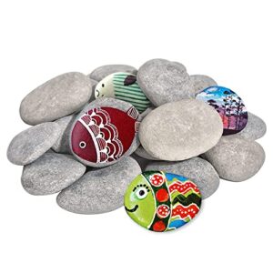 daltack 20pcs large rocks,natural river flat rocks for painting, 2"-3" inches stones for arts & craftingt