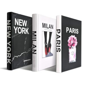 decorative books for home decor - 3 piece modern hardcover decorative book set, fashion design book stack, display books for coffee tables and shelves