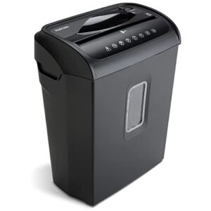 aurora high-security 6-sheet micro-cut paper credit card shredder with 3.5-gallon wastebasket, 4-minute continuous running time, security level p-4