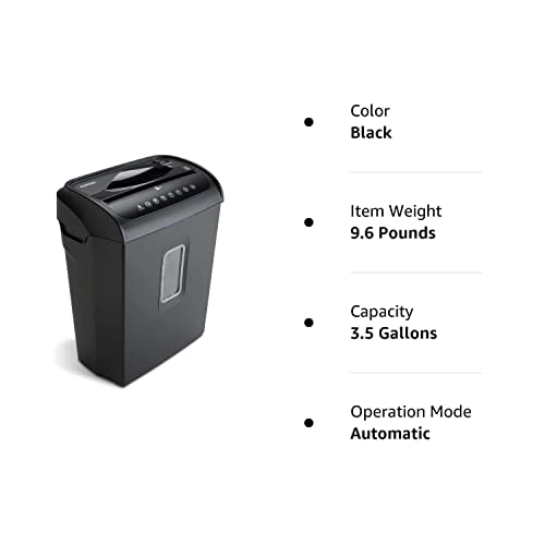 Aurora High-Security 6-Sheet Micro-Cut Paper Credit Card Shredder with 3.5-Gallon Wastebasket, 4-Minute Continuous Running Time, Security Level P-4