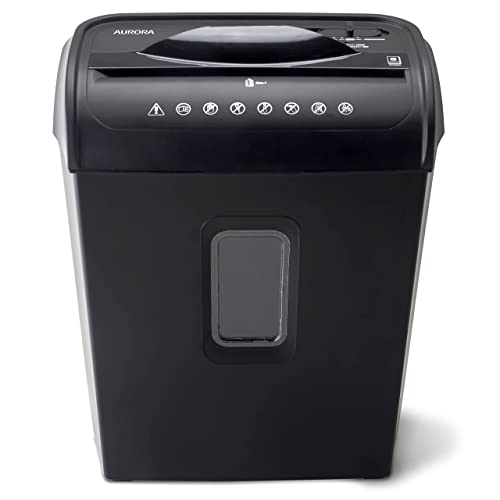 Aurora High-Security 6-Sheet Micro-Cut Paper Credit Card Shredder with 3.5-Gallon Wastebasket, 4-Minute Continuous Running Time, Security Level P-4