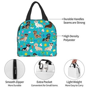 PATNPRT Dachshund Dog Lunch Bag Insulated Lunch Box with Front Pocket Reusable Tote Bag For Office Work Picnic Travel Shopping