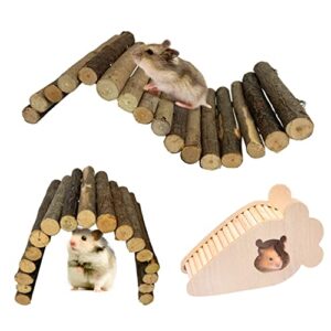 hamiledyi wooden ladder bridge, mouse rest play hiding toy, rodents wooden house guinea pig climbing ladder chews toy for small animals rat syrian hamster squirrel chinchilla hedgehog3pcs
