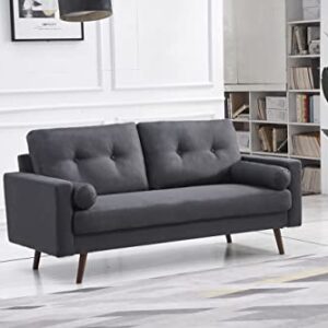 Cinnic Modern Loveseat Sofa, Mid Century 2-Seat Sofa Couch Furniture with Solid Wood Legs for Living Room, Bedroom, Apartment/Easy, Tool-Free Assembly Love Seat Couch (Loveseat, Dark Gray)