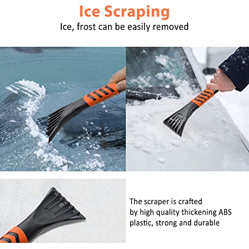 ATDIAG 41" Snow Brush and Ice Scraper for Car Windshield,270° Pivoting Brush Head with Squeegee,Telescoping Ice Scraper, Foam Grip,3 in 1 Extendable Snow Scraper and Brush for Car Trucks SUV, Orange