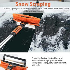 ATDIAG 41" Snow Brush and Ice Scraper for Car Windshield,270° Pivoting Brush Head with Squeegee,Telescoping Ice Scraper, Foam Grip,3 in 1 Extendable Snow Scraper and Brush for Car Trucks SUV, Orange