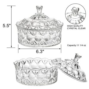 Lawei 2 Pack Candy Dish with Lid, Acrylic Decorative Candy Jar Crystal Covered Sugar Bowl for Candy Buffet, Party, Wedding, Home Decoration