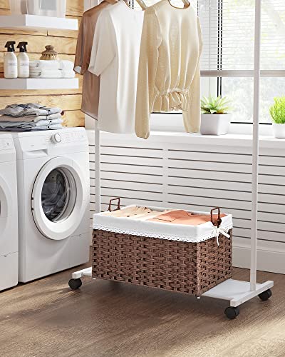 SONGMICS Laundry Basket, Laundry Hamper with 2 Removable Liner Bags & 3 Mesh Laundry Bags, 75L Sturdy Tall Laundry Bin, Freestanding Clothes Hamper with Handles, for Bathroom Dorm, Brown URST375K01