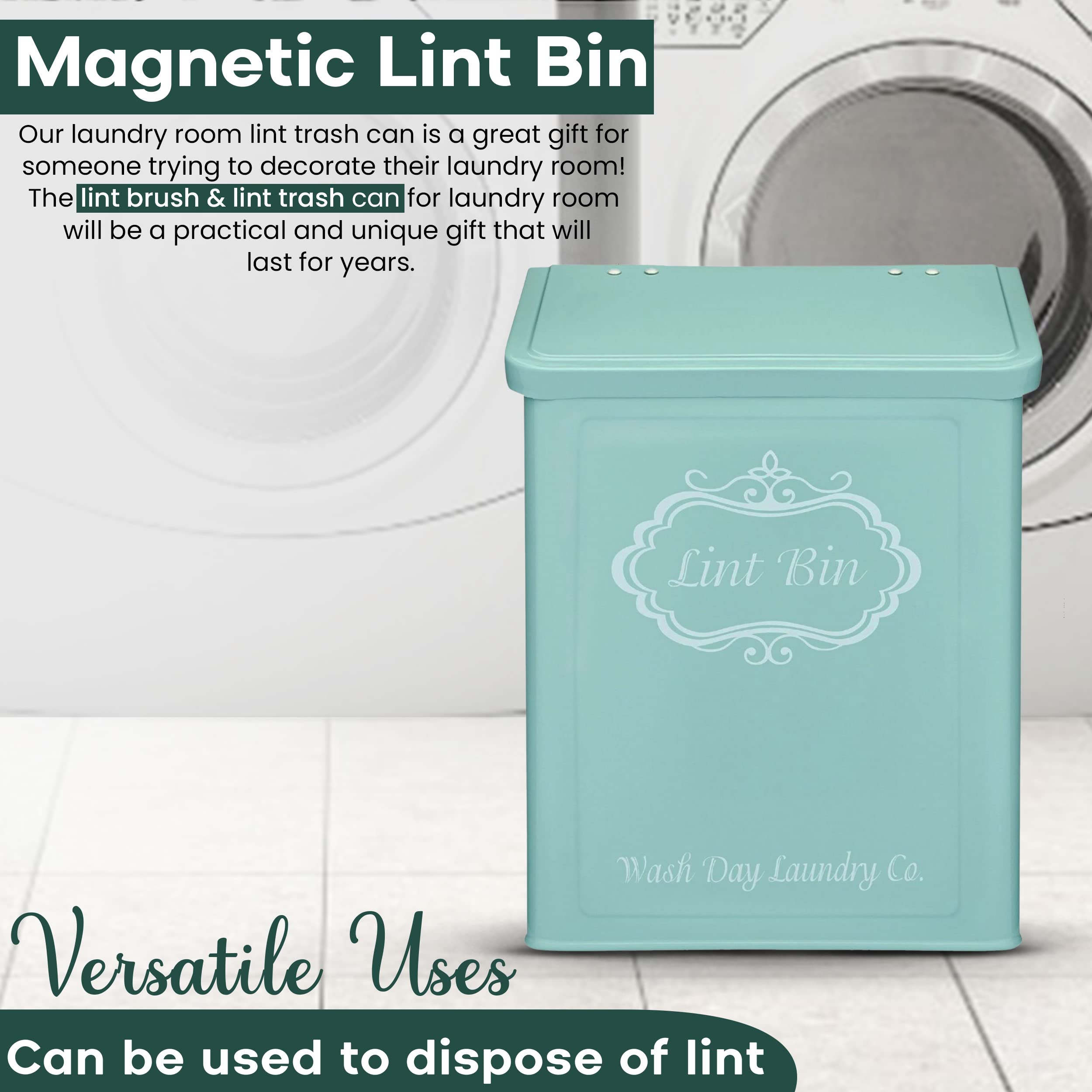 Lint Bin | Magnetic Lint Bin For Laundry Room With Lint Brush For Dryer Lint Trap | Lint Holder Bin For Laundry Room | Lint Bin For Laundry Room Magnetic | Laundry room Trash Can | Dryer Sheet Holder