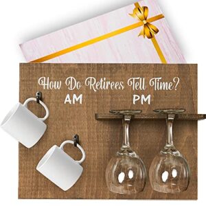 merkay wine gifts for women who have everything - unique gifts for women funny wine glasses rack good for christmas, birthday gifts, and comes with special design gift-box (how do retirees tell time)