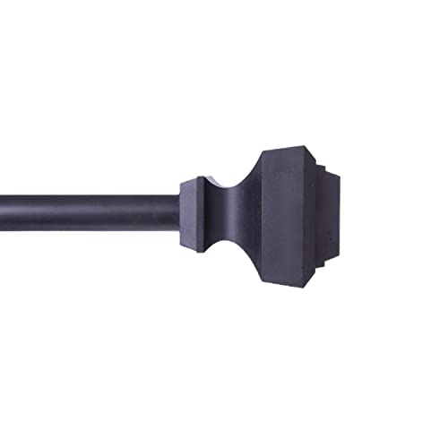 INTERIOR LIVING AZ71742US End Curtain Rod, 48-86", Black