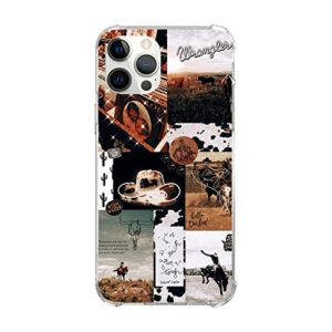 western cowboy collage case compatible with iphone 11 pro max, trendy cool hippie western country aesthetic case for teens men and women soft tpu bumper case for iphone 11 pro max