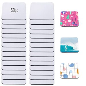sublimation blank cup coasters bulk square blank cup mat rubber for sublimation transfer heat press printing diy crafts 3.93 x 3.93 inch (50 pieces)