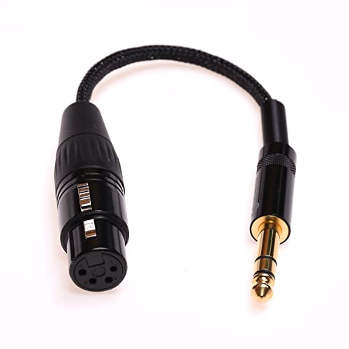 GAGACOCC Silver Plated 1/4 6.35MM Male to 4 Pin XLR Female Balanced Headphone TRS Audio Adapter