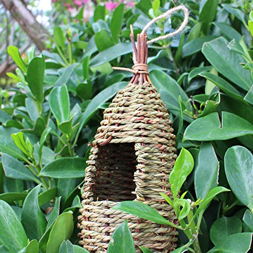 NC Hand-Woven Pet Bird Nest Hut Cage Feeder Parrot Parakeet Toy House Natural Outdoor