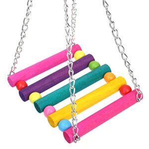 NC Parrot Toy Colorful Wooden Swing Suspension Bridge Standing Bar Bird Cage Accessories Pet Toys (Color : 18cm)