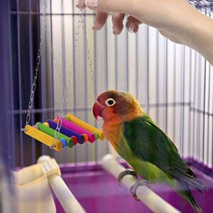 NC Parrot Toy Colorful Wooden Swing Suspension Bridge Standing Bar Bird Cage Accessories Pet Toys (Color : 18cm)