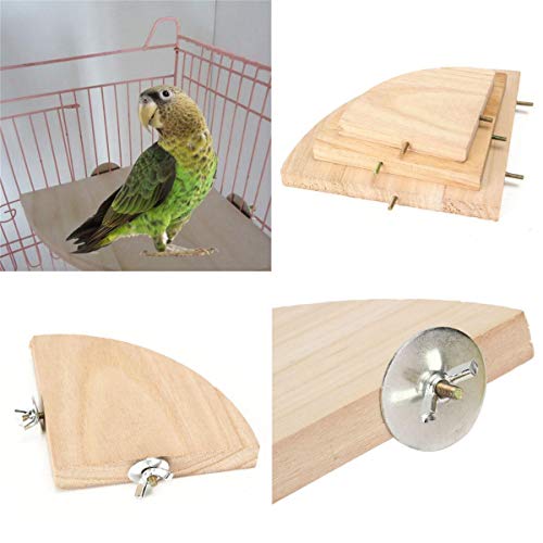 NC Wooden Coin Parrot Bird Cage Perches Stand Platform Pet Budgie Hanging Toy Pet Toys (Color : L)