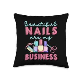 funny nail tech manicurist gifts beautiful business funny nail salon manicurist throw pillow, 16x16, multicolor