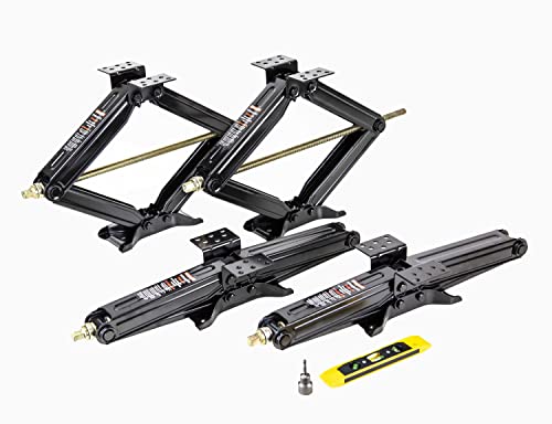 ROCKMAN RV Camper Trailer Stabilizer Leveling Scissor Jacks w/Socket & Level 24" 7500lbs Set 4