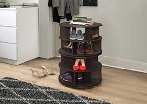 kb designs - revolving 16 pair shoe rack storage organizer, chocolate