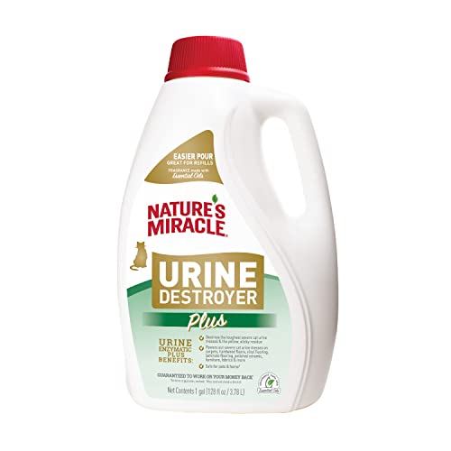 Nature's Miracle Urine Destroyer Plus Cat, 128 Ounce, Tough on Strong Cat Urine and The Yellow Sticky Residue