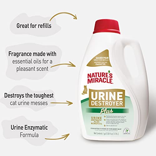 Nature's Miracle Urine Destroyer Plus Cat, 128 Ounce, Tough on Strong Cat Urine and The Yellow Sticky Residue