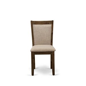 East West Furniture DLMZ5-AWN-04 5 Piece Kitchen Set for 4 Includes a Round Room Table with Dropleaf and 4 Light Tan Linen Fabric Parsons Dining Chairs, 42x42 Inch
